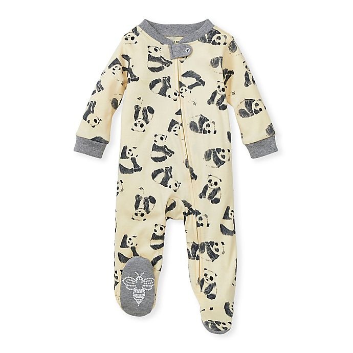 slide 1 of 2, Burt's Bees Baby Newborn Pandamonium Organic Cotton Footed Pajama - Cream, 1 ct