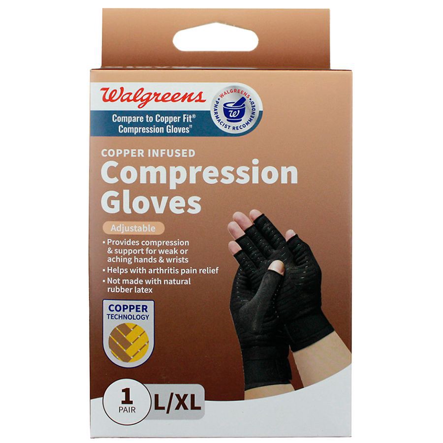 slide 1 of 5, Walgreens Compression Gloves Large / Extra Large, 1 pair