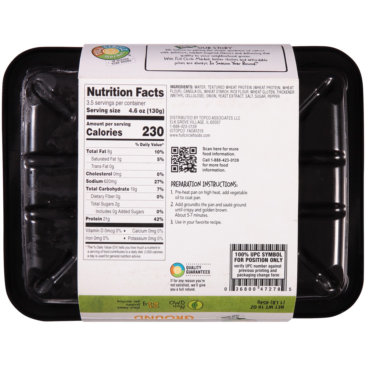 slide 7 of 9, Full Circle Market Plant-Based Chick'N Flavored Ground, 16 oz