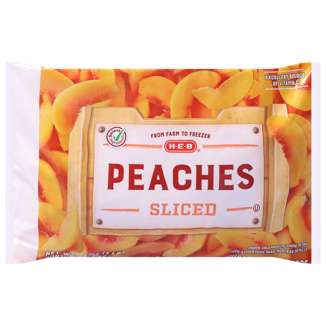 slide 1 of 1, H-E-B Sliced Peaches (No Sugar Added), 16 oz
