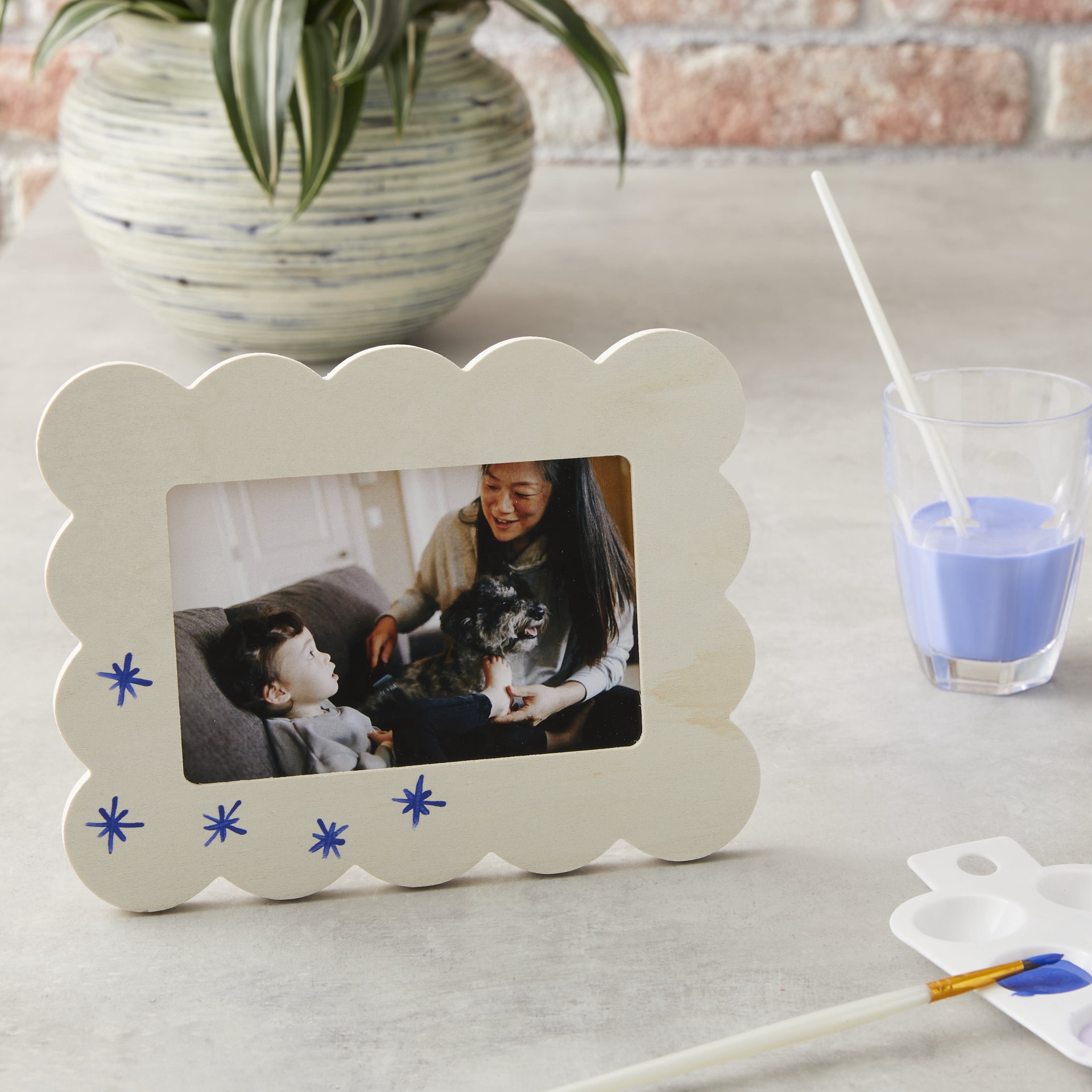 slide 2 of 4, 4" X 6" Wooden Scalloped Frame By Make Market, 4 in x 6 in