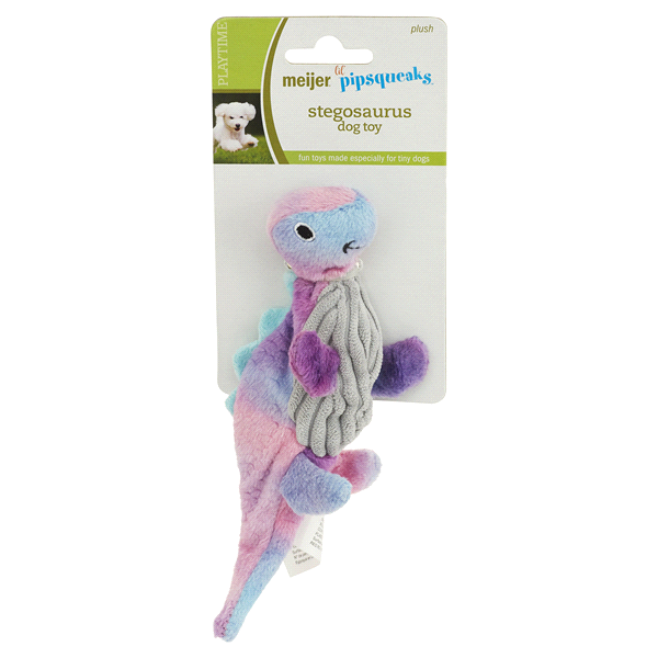 slide 1 of 1, Meijer Lil Pipsqueaks Plush Stegosaurus Dog Toy, 1 ct