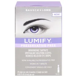 Bausch + Lomb Lumify Preservative-Free Redness Reliever Eye Drops - 4 x 5 Vial Pouches
