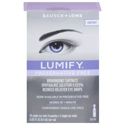 Bausch + Lomb Lumify Preservative-Free Redness Reliever Eye Drops - 4 x 5 Vial Pouches