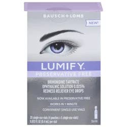 Bausch + Lomb Lumify Preservative-Free Redness Reliever Eye Drops - 4 x 5 Vial Pouches