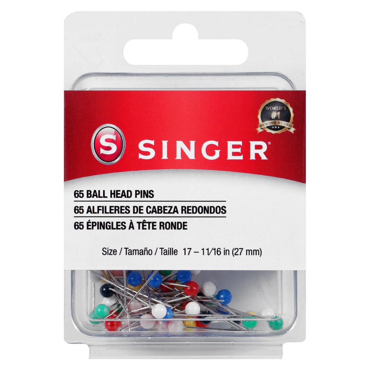 slide 1 of 2, Singer Ball Head Pins, 65 ct