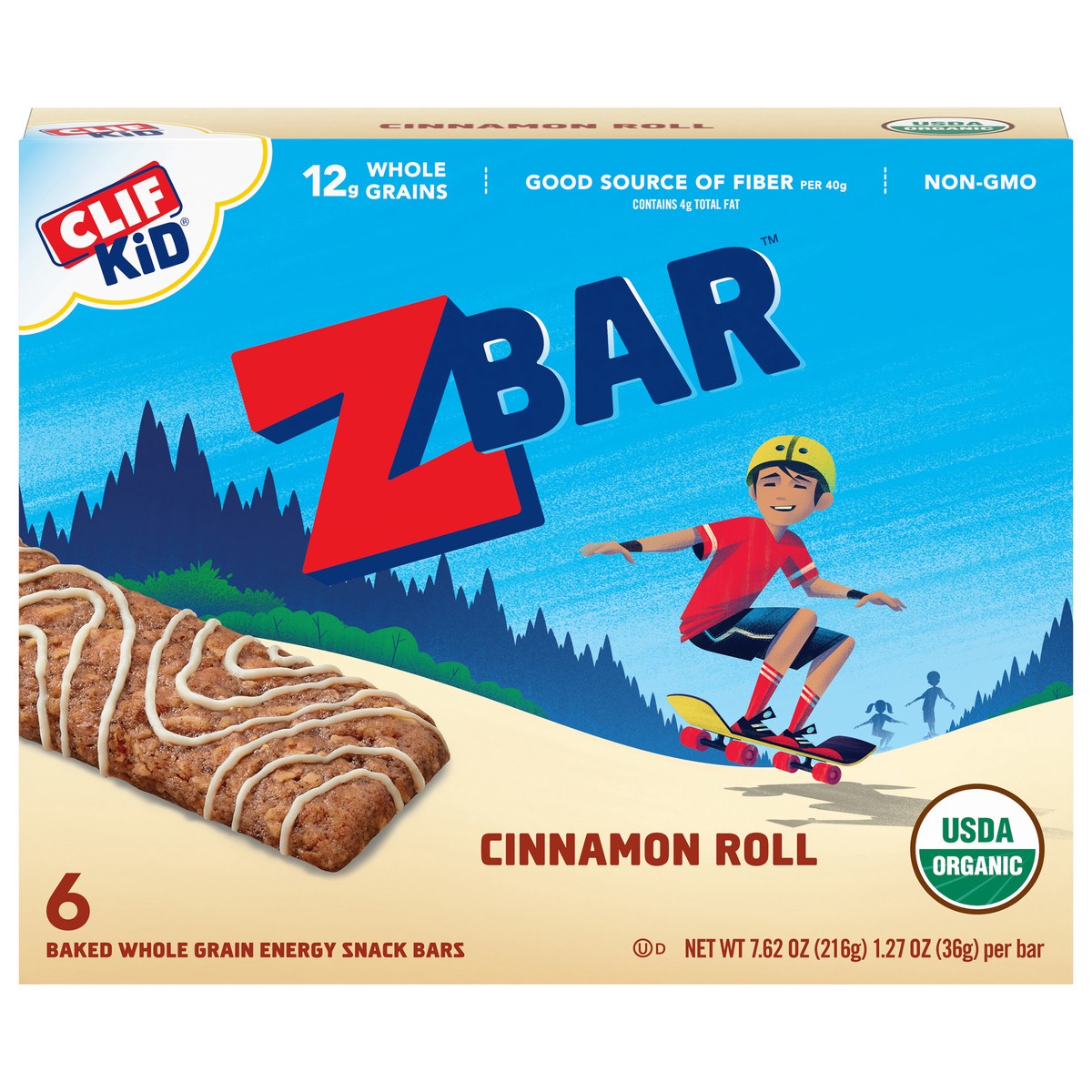 slide 1 of 9, CLIF ZBar Cinnamon Roll Energy Snack Bars 6 - 1.27 oz Bars, 6 ct