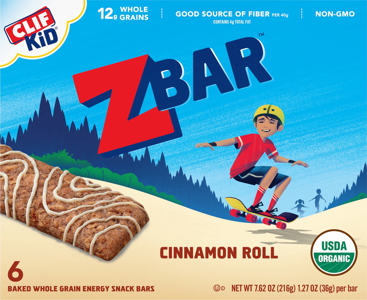 slide 6 of 9, CLIF ZBar Cinnamon Roll Energy Snack Bars 6 - 1.27 oz Bars, 6 ct