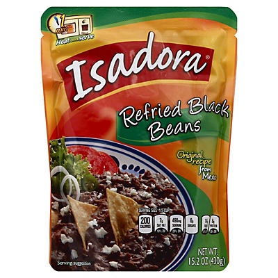 slide 1 of 1, Isadora Refried Black Beans, 15.2 oz