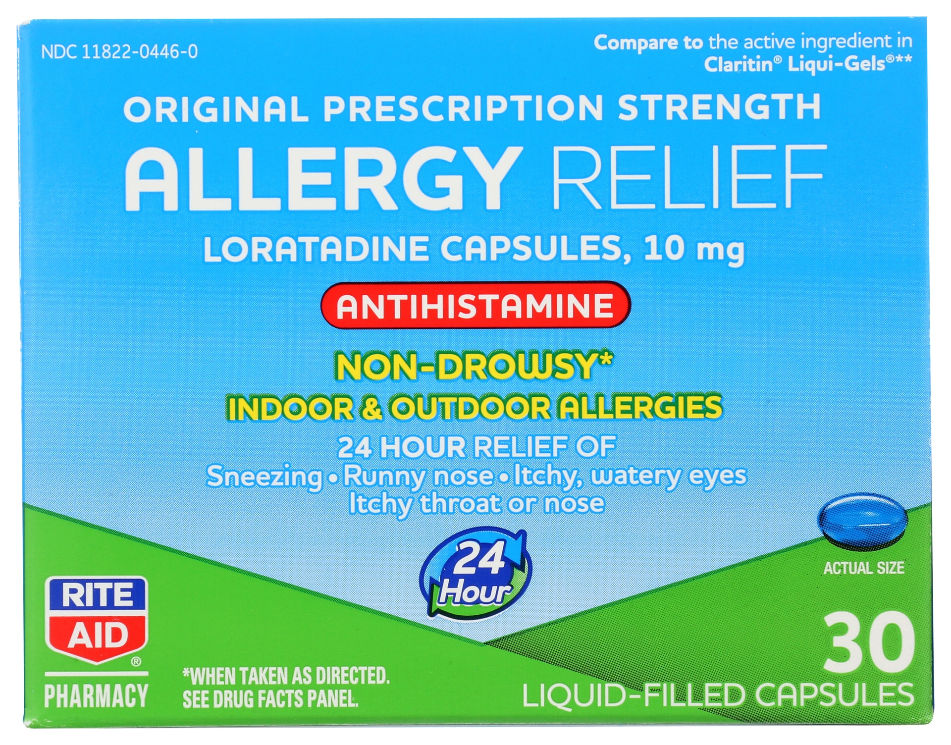 slide 1 of 2, Rite Aid Loratadine 24 Hour Allergy Relief Liquid Capsules, 10mg, 30 ct