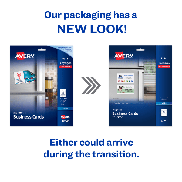 slide 4 of 6, Avery Magnetic Business Cards, Inkjet Compatible, White, Matte Finish, 10 Cards Per Sheet, Pack Of 3 Sheets, 3 ct