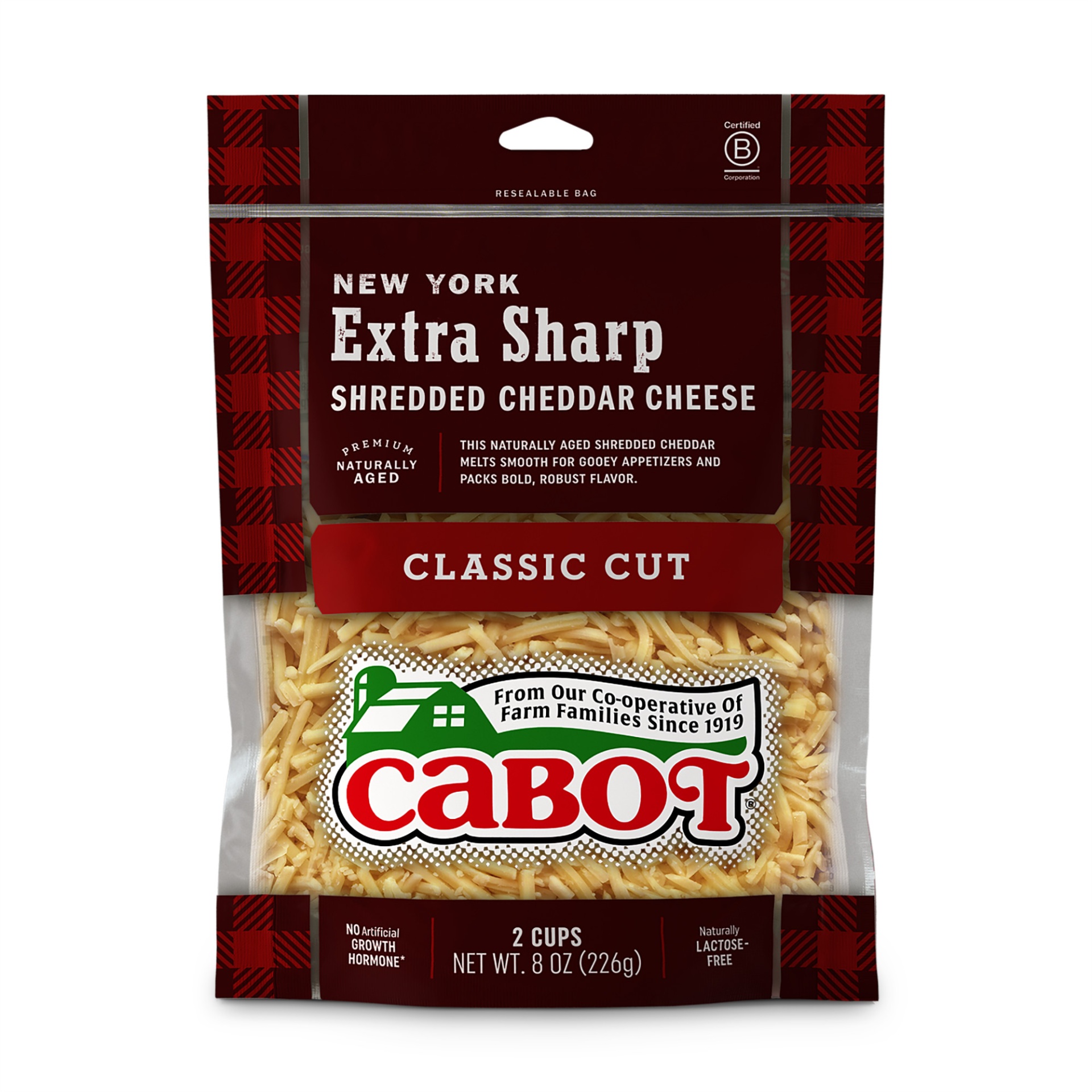 slide 1 of 3, Cabot Ny Extra Sharp Shredded Cheddar Cheese, 8 oz