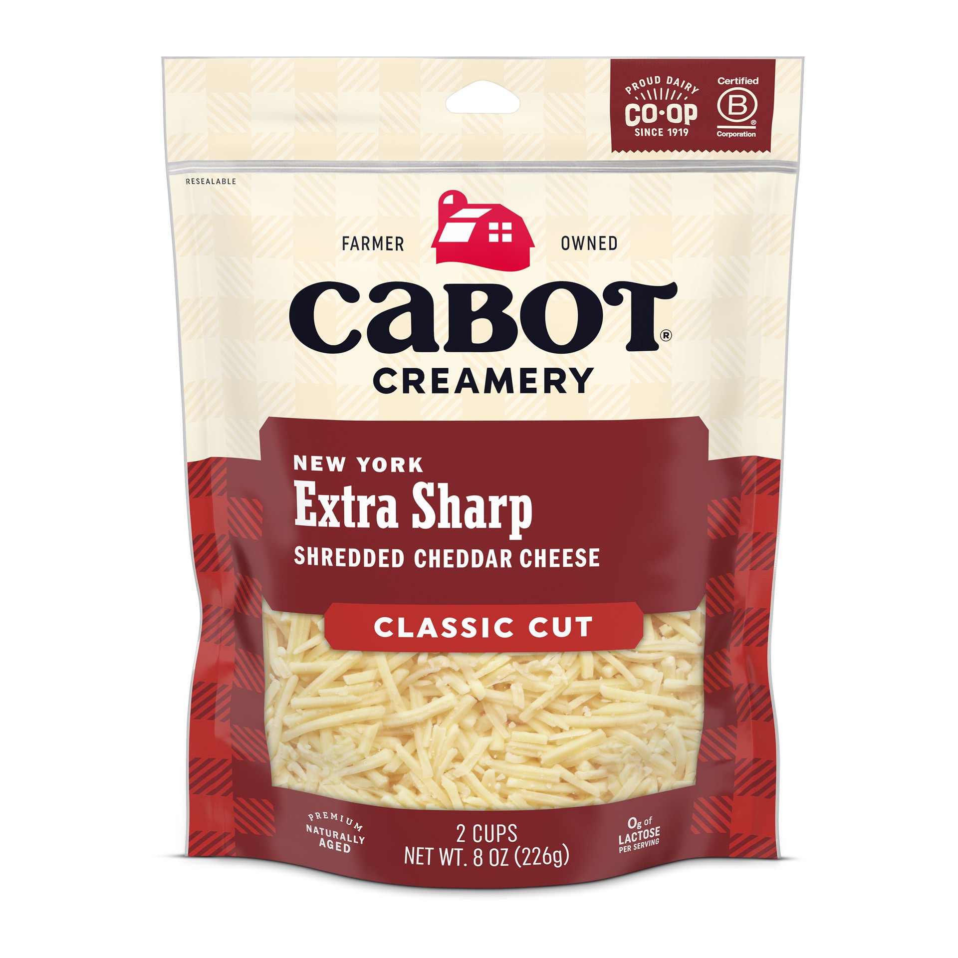 slide 1 of 3, Cabot Creamery Shredded New York Extra Sharp Cheddar Cheese 8 oz (Refridgerated Vacuum Pack), 8 oz