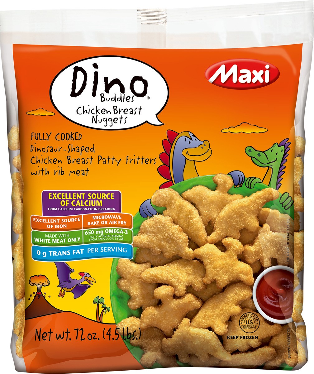 slide 2 of 8, Dino Buddies Maxi Dinosaur-Shaped Chicken Breast Nuggets, 64 oz, 72 oz