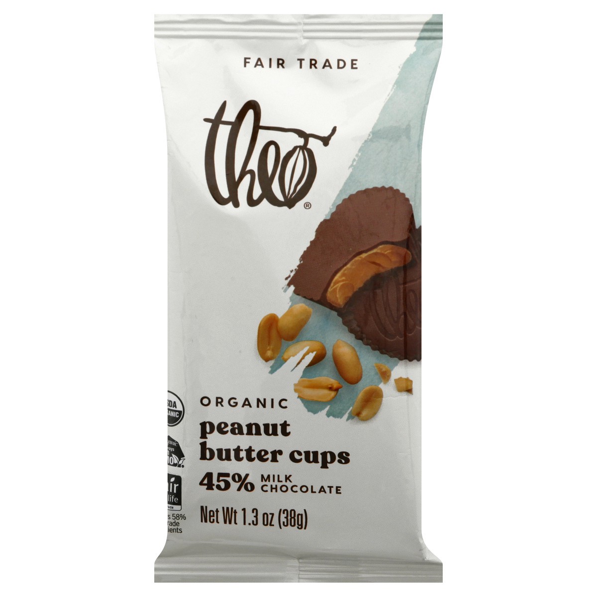 slide 9 of 13, Theo Organic 45% Milk Chocolate Peanut Butter Cups 1.3 oz, 1.3 oz