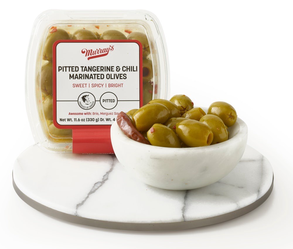 slide 2 of 3, Murray's Pitted Tangerine & Chili Marinated Olives, 11.6 oz