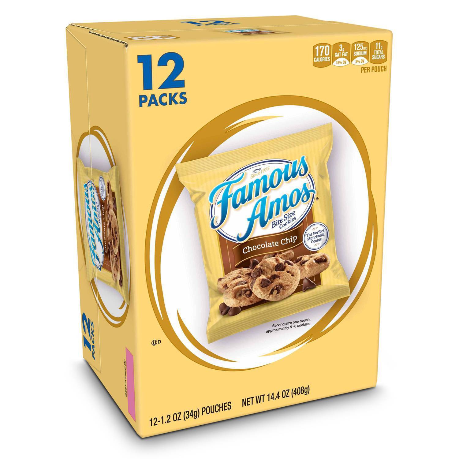 slide 1 of 7, Famous Amos Chocolate Chip Cookies, 12 ct; 1.2 oz