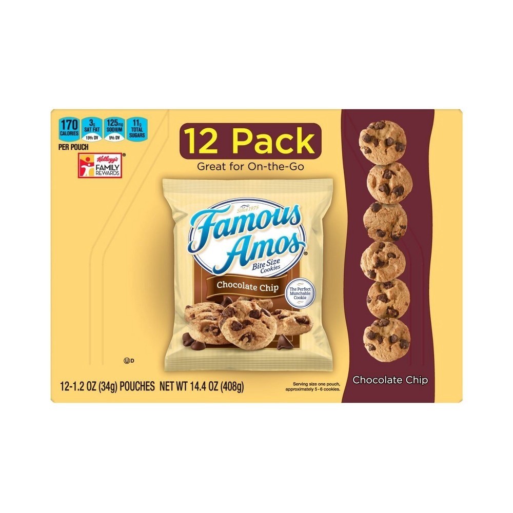 slide 5 of 7, Famous Amos Chocolate Chip Cookies, 12 ct; 1.2 oz
