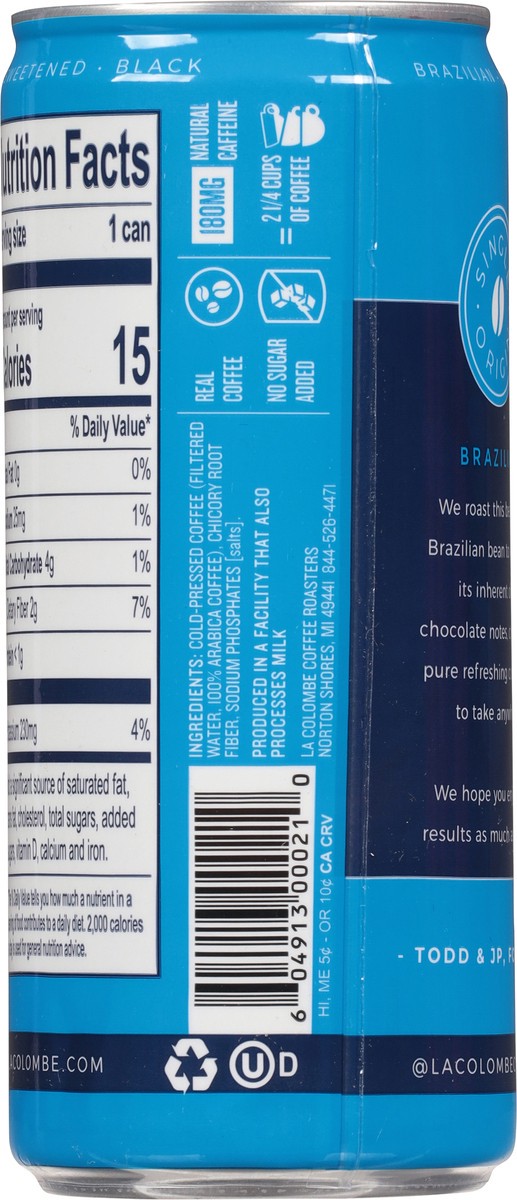 slide 9 of 9, La Colombe Cold Brew Brazilian Soda, 0% ABV, 1, 9-oz beer cans, 9 fl oz