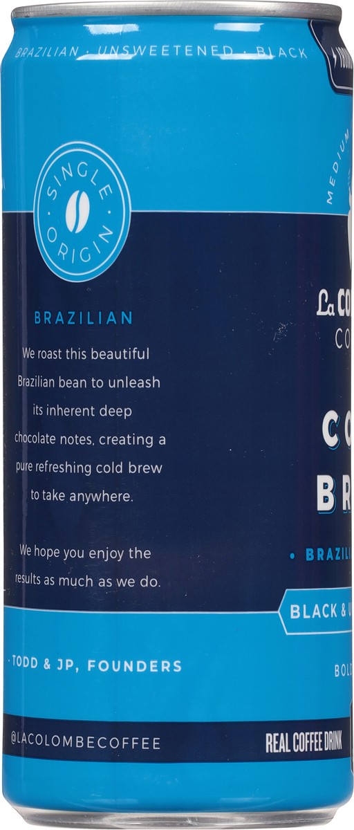 slide 4 of 9, La Colombe Cold Brew Brazilian Soda, 0% ABV, 1, 9-oz beer cans, 9 fl oz