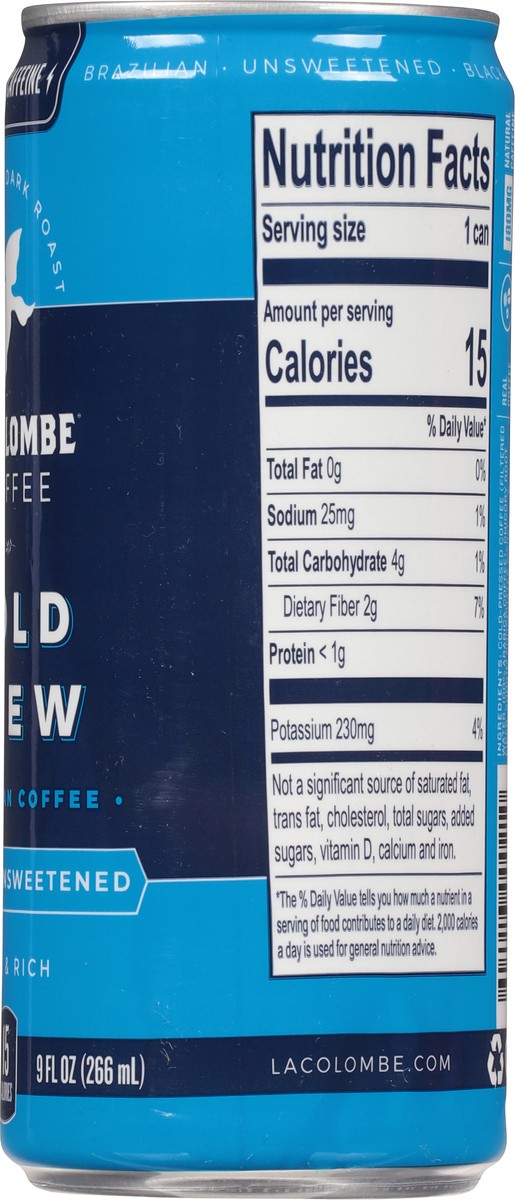 slide 7 of 9, La Colombe Cold Brew Brazilian Soda, 0% ABV, 1, 9-oz beer cans, 9 fl oz