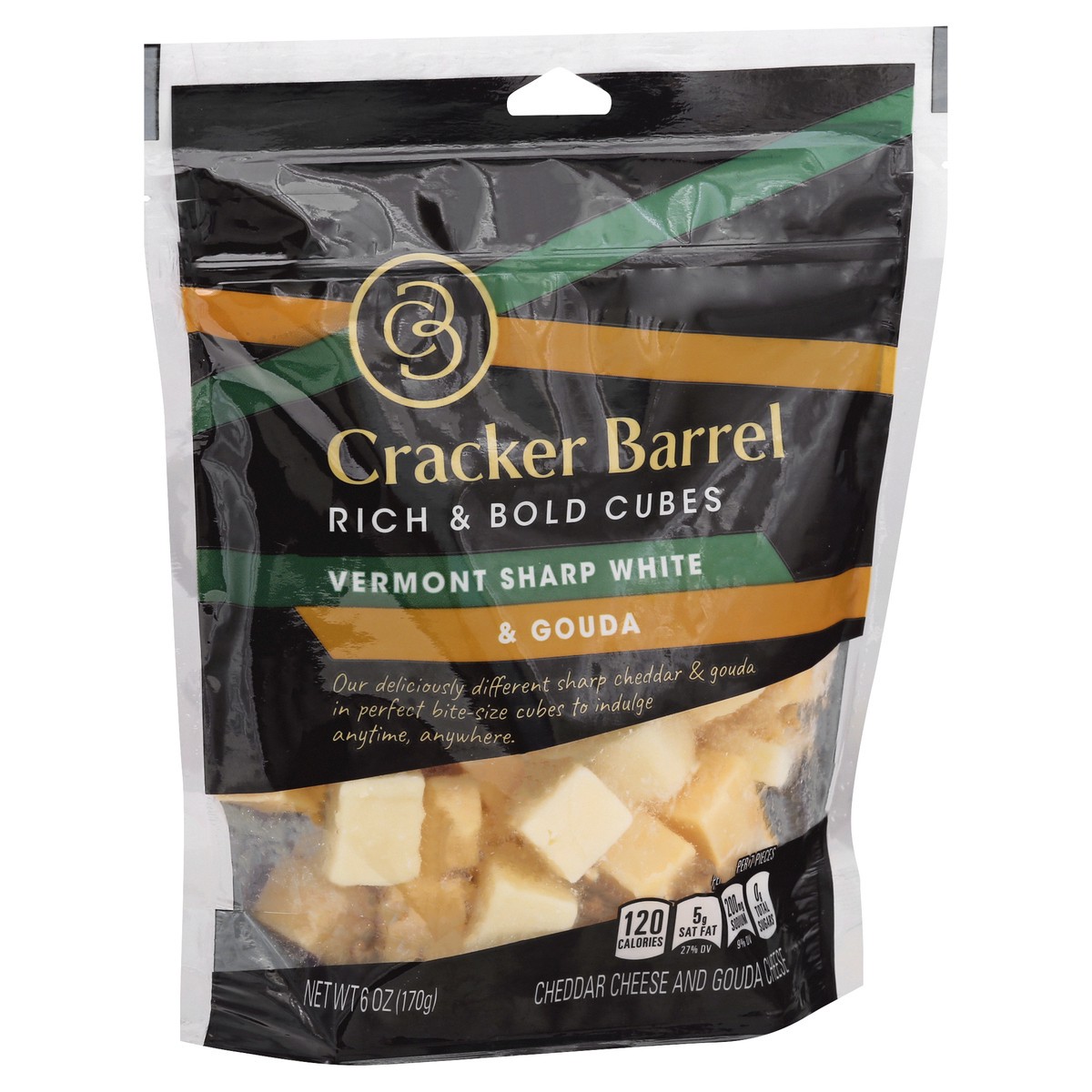 slide 4 of 10, Cracker Barell Rich & Bold Cheese Cubes Vermont Sharp White Cheddar & Gouda, 6 oz