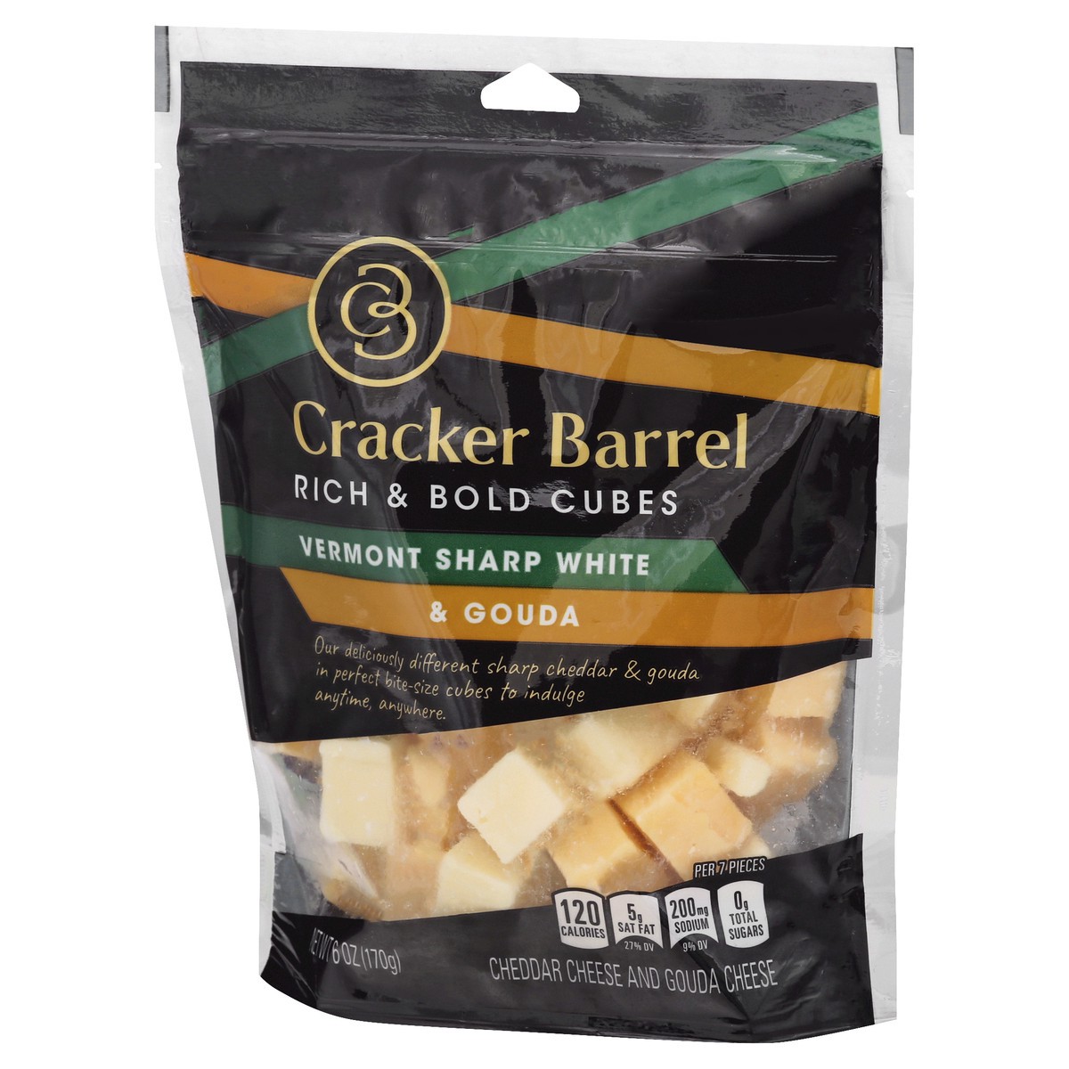 slide 6 of 10, Cracker Barell Rich & Bold Cheese Cubes Vermont Sharp White Cheddar & Gouda, 6 oz