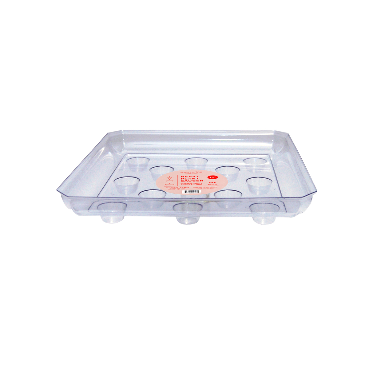 slide 1 of 1, 12'' Sq Clear Designer Heavy Plant Saucer, 12 in