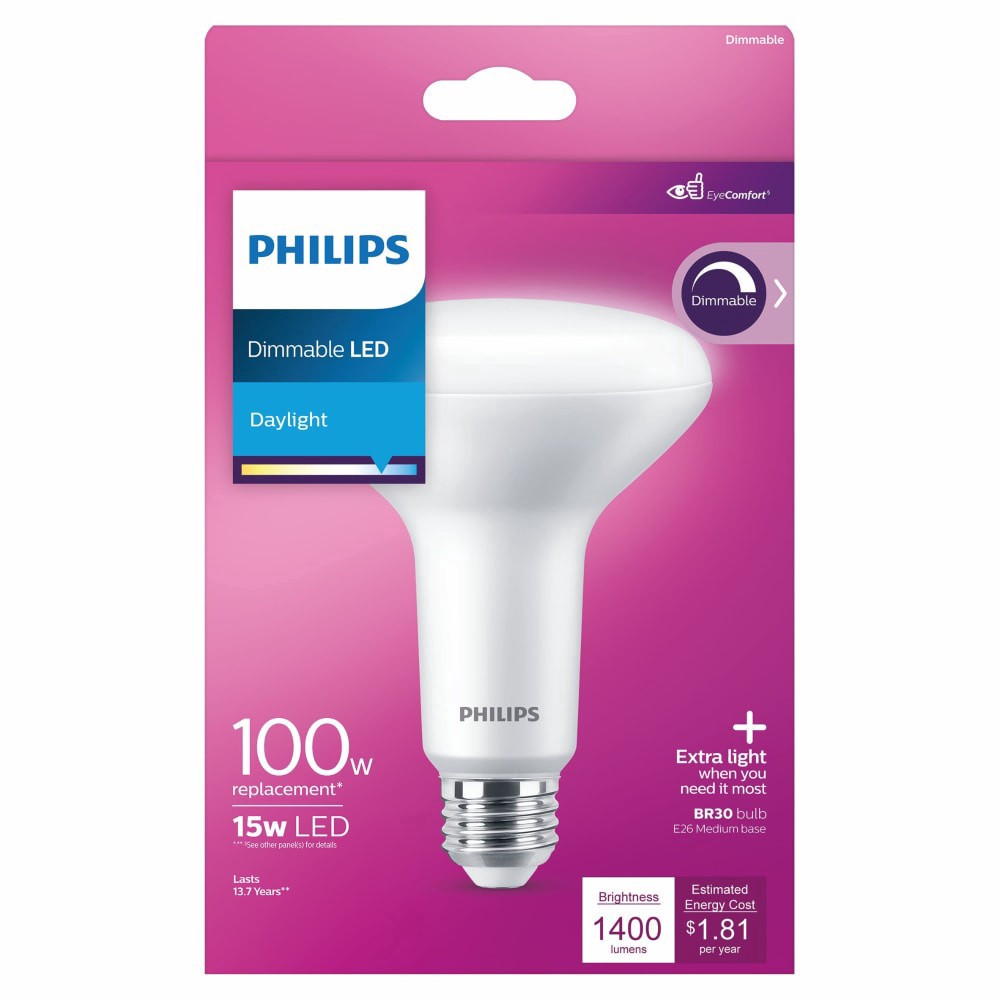 slide 1 of 5, Philips 15-Watt (100-Watt) Br30 Indoor Led Flood Light Bulbs, 1 ct