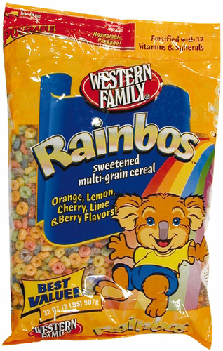 slide 1 of 1, Western Family Rainbows Cereal Bag, 32 oz