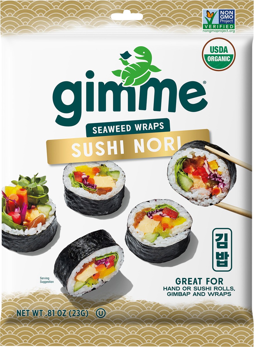 slide 3 of 3, gimMe Organic Sushi Nori Roasted Seaweed, 0.81 oz