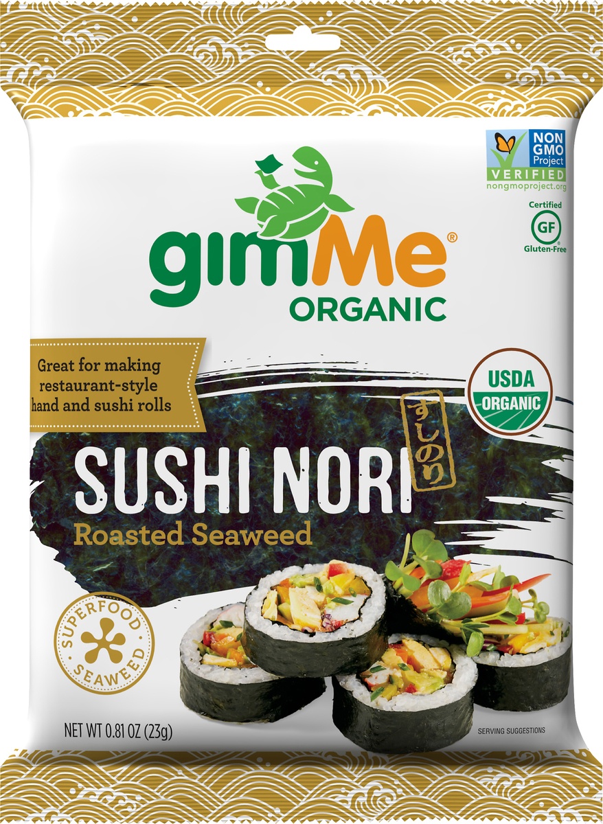slide 4 of 6, gimMe Organic Sushi Nori Roasted Seaweed, 10 ct