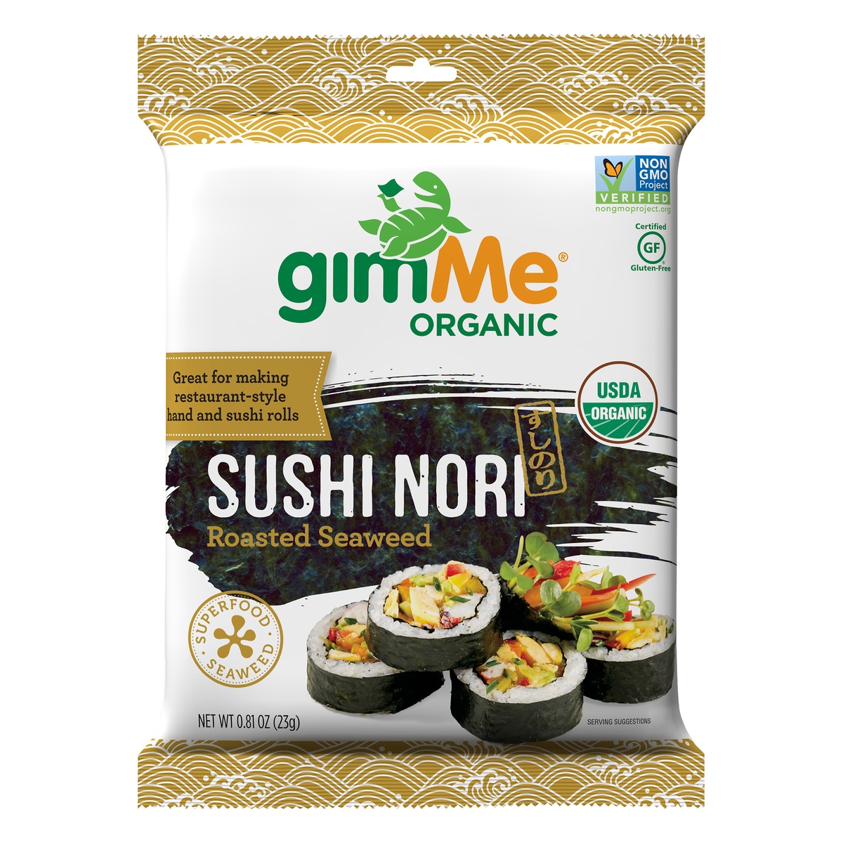 slide 1 of 6, gimMe Organic Sushi Nori Roasted Seaweed, 10 ct