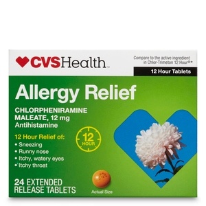 slide 1 of 1, CVS Health 12-Hour Allergy Relief Antihistamine Tablets, 24 ct