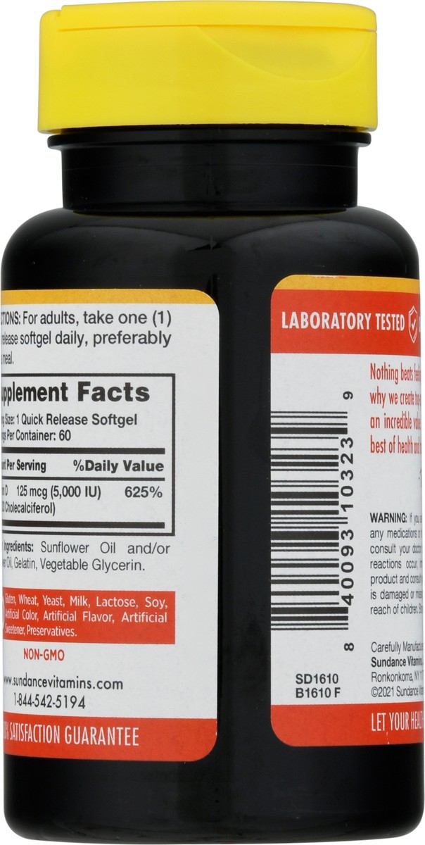 slide 5 of 9, Sundance Vitamins 125 mcg High Potency Vitamin D3 Softgels 60 ea, 60 ct