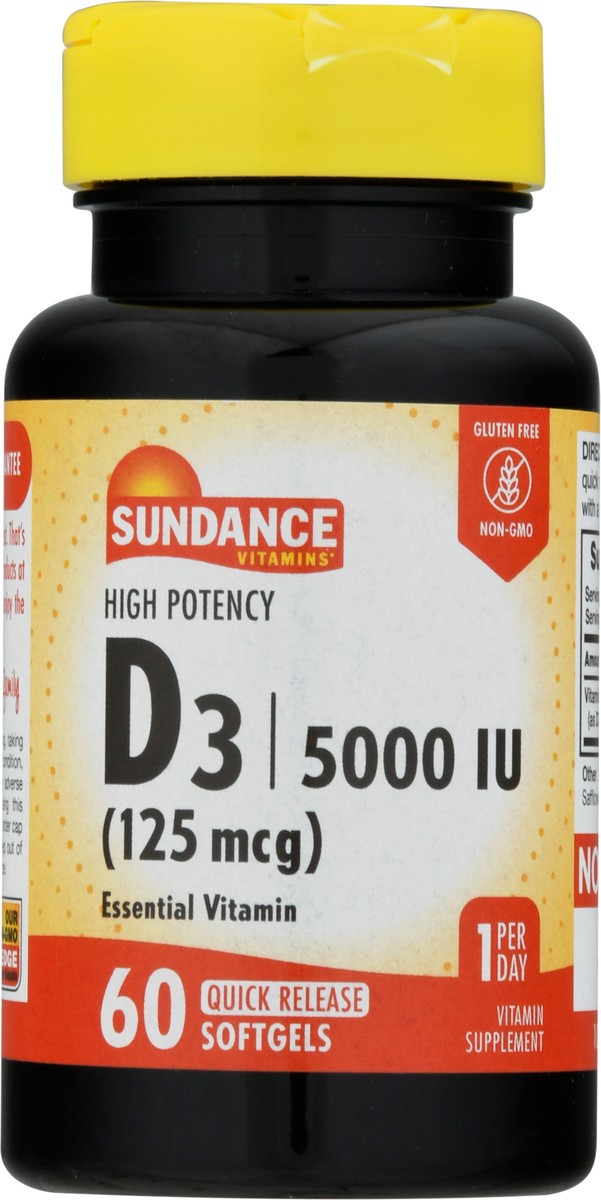 slide 3 of 9, Sundance Vitamins 125 mcg High Potency Vitamin D3 Softgels 60 ea, 60 ct