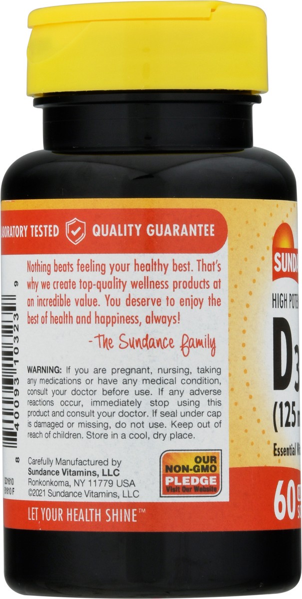slide 8 of 9, Sundance Vitamins 125 mcg High Potency Vitamin D3 Softgels 60 ea, 60 ct