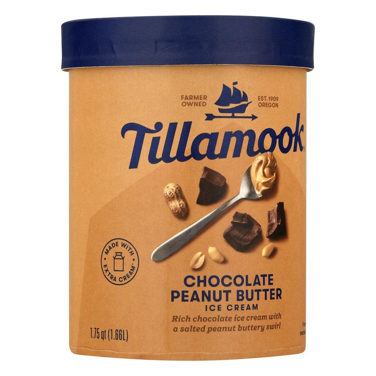 slide 9 of 9, Tillamook Chocolate Peanut Butter Ice Cream 1.75 qt, 1.75 qt