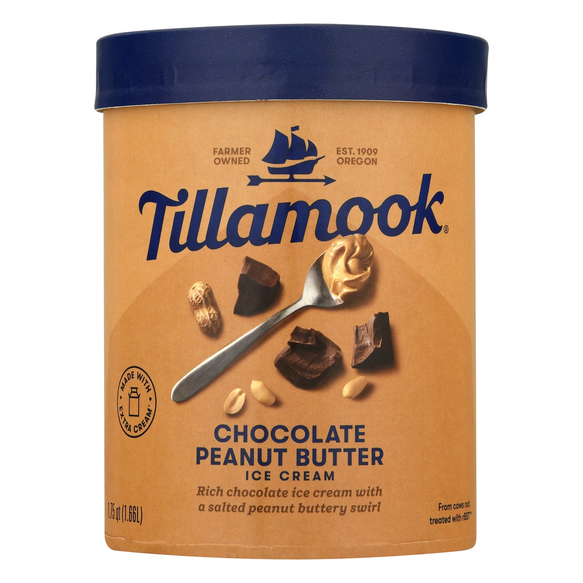 slide 1 of 9, Tillamook Chocolate Peanut Butter Ice Cream 1.75 qt, 1.75 qt