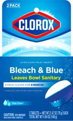 Clorox 2 Pack Beach & Blue Ultra Clean Rain Clean Toilet Tablets 2 Tablets 2.47 oz ea