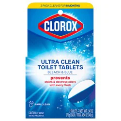 Clorox 2 Pack Beach & Blue Ultra Clean Rain Clean Toilet Tablets 2 Tablets 2.47 oz ea