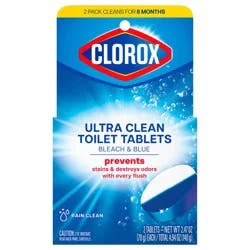 Clorox 2 Pack Beach & Blue Ultra Clean Rain Clean Toilet Tablets 2 Tablets 2.47 oz ea