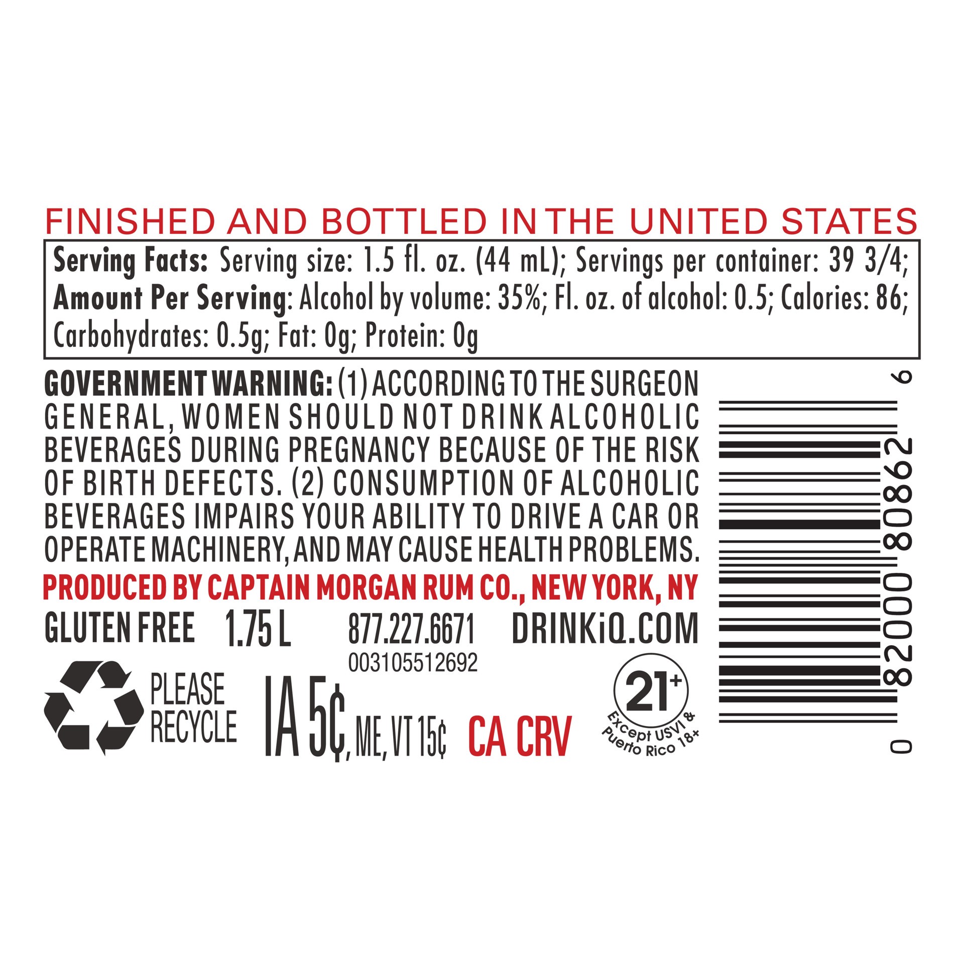 slide 7 of 7, Capt Morgan Vap 2 50 Ml, 1.75 liter