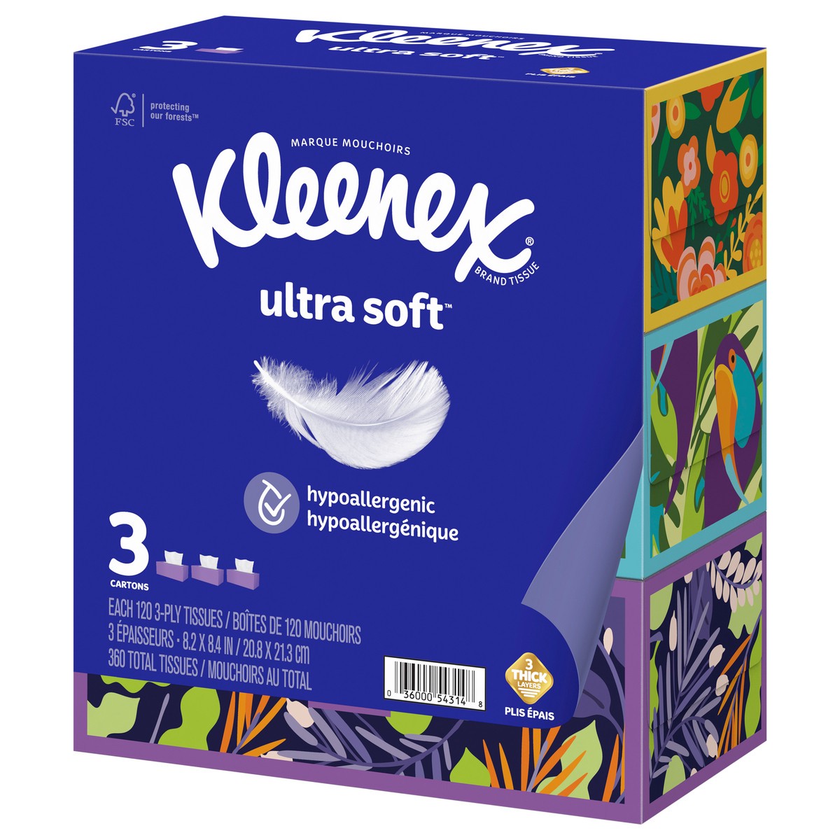 slide 5 of 9, Kleenex Ultra Soft Facial Tissues, 3 Flat Boxes, 120 Tissues per Box, 3-Ply (360 Total Tissues), 3 ct
