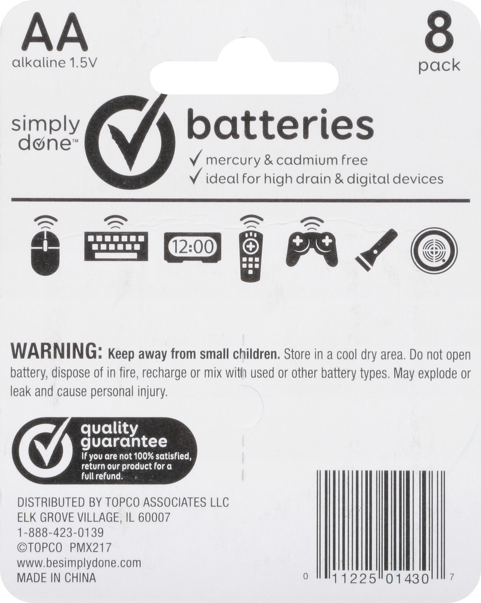 slide 9 of 9, Simply Done 8 Pack AA Alkaline Batteries 8 ea, 8 ct