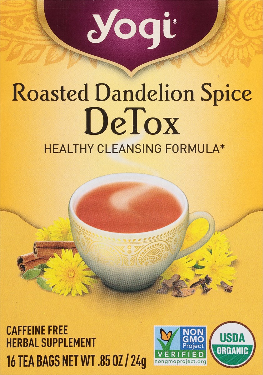 slide 7 of 12, Yogi Detox Roasted Dandelion Spice Herbal Supplement 16 Tea Bags, 16 ct