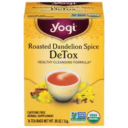 Yogi Tea Roasted Dandelion Spice DeTox, Organic Herbal Tea Bags, 16 Count
