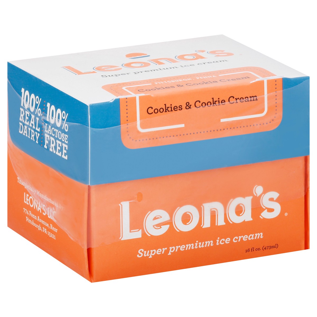 slide 13 of 13, Leona's Ice Cream Cookies & Cream, 16 oz