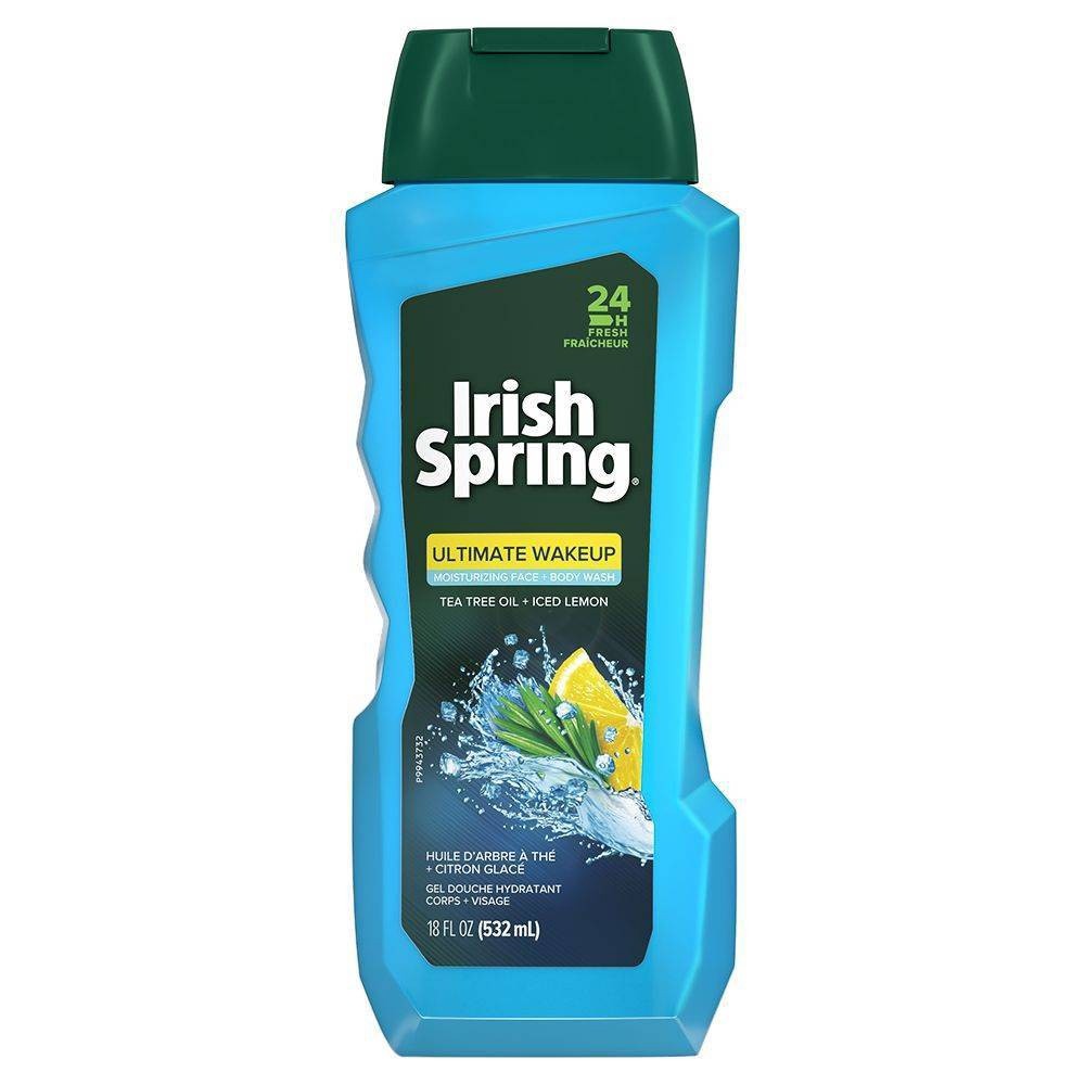 slide 1 of 6, Irish Spring Ultimate Wake Up Tea Tree Face & Body Wash for Men, 18 oz