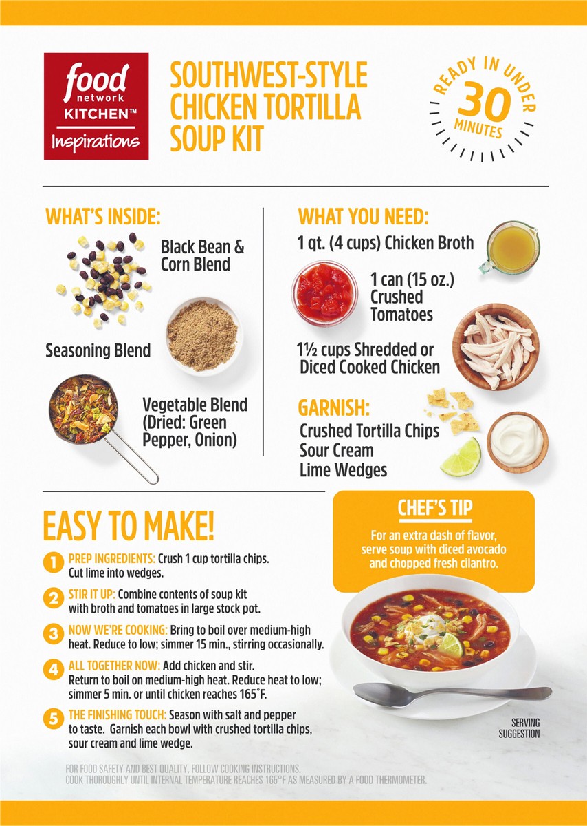 slide 5 of 13, Food Network Kitchen Inspirations Southwest-Style Chicken Tortilla Soup Meal Kit, 2.7 oz Box, 2.7 oz